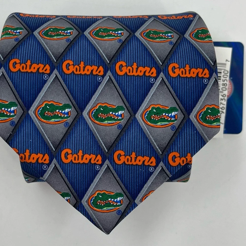 Florida‎ Gators Silk Tie University Florida Diamond Blue Gray Orange Larson NWT